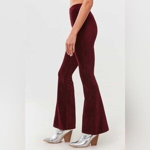 NEW Suede Flare Pants in Red/Burgundy | Size L | New Without Tags​​​​​